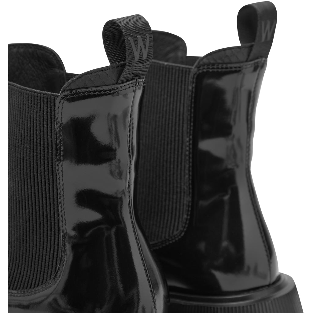Aya Patent Boots, Sort Lakstøvle, Woden