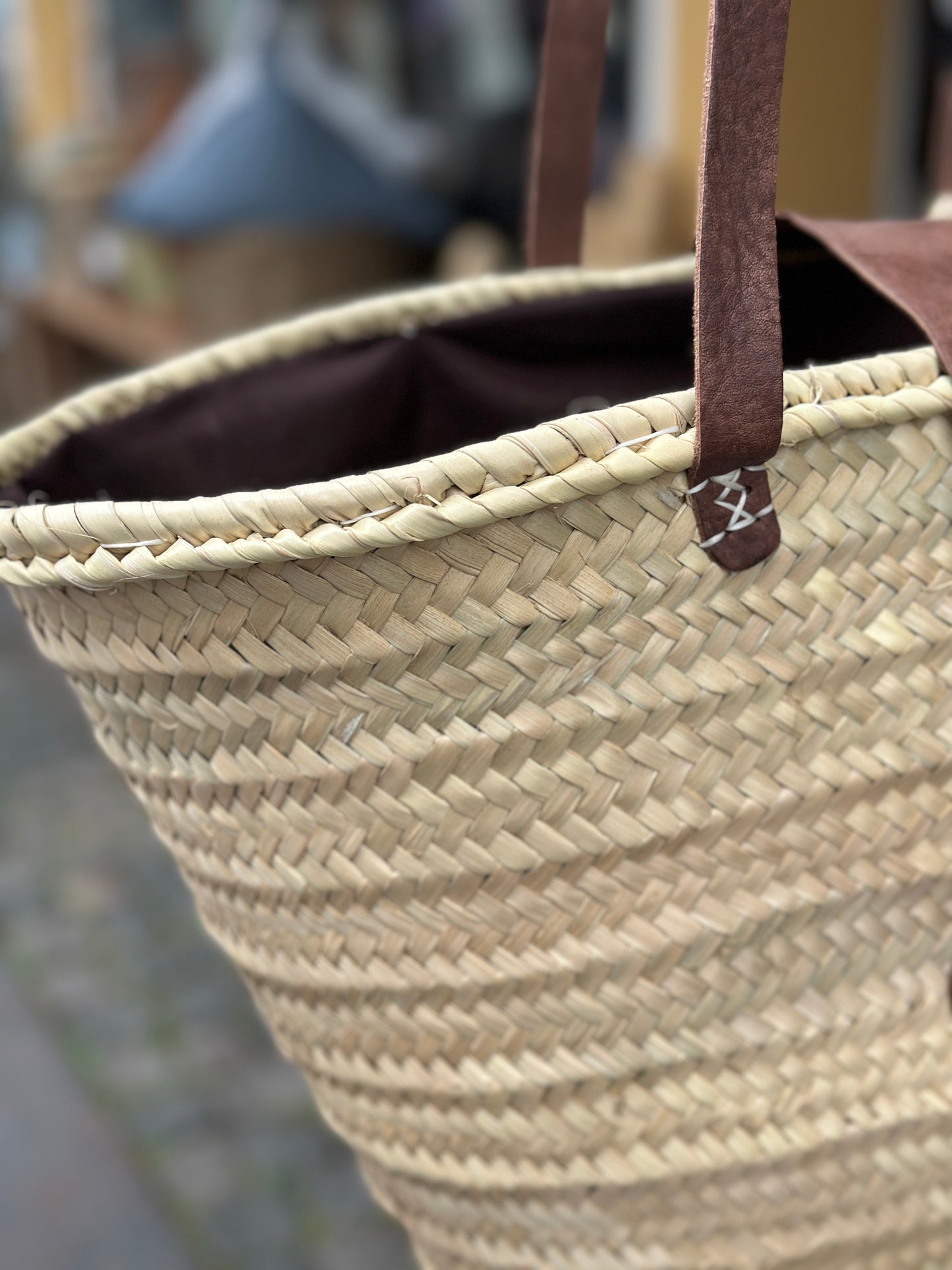 Strandtaske m/ foer og læderrem