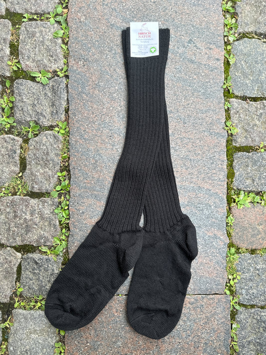 Knæstrømpe, Uld, Black, Hirsch