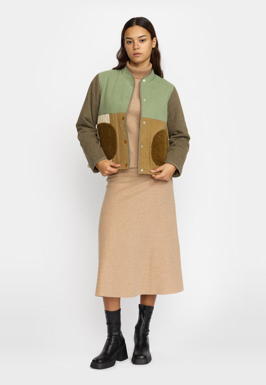 Quiltet Patchwork Jacket, Army, Selfhood
