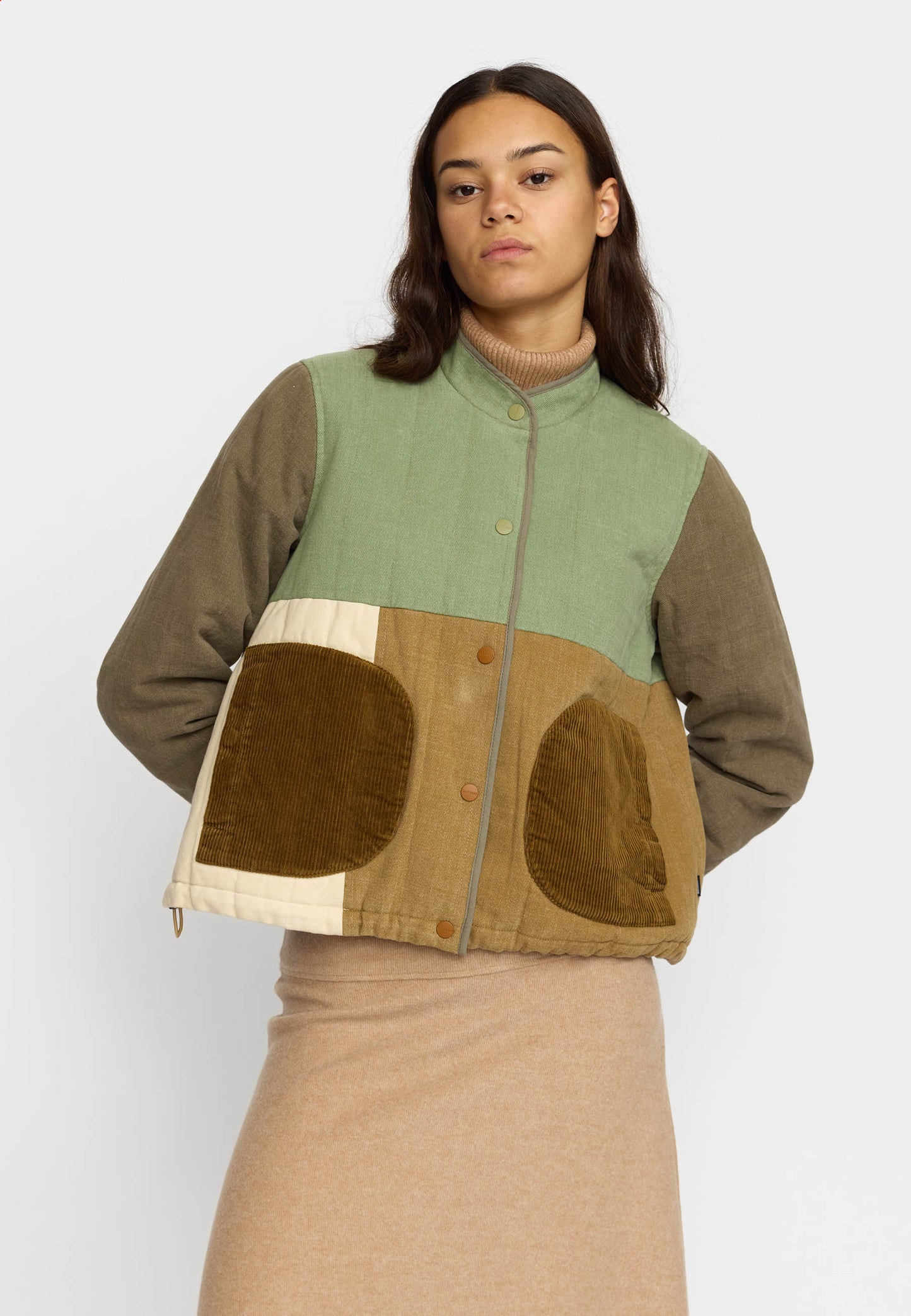 Quiltet Patchwork Jacket, Army, Selfhood