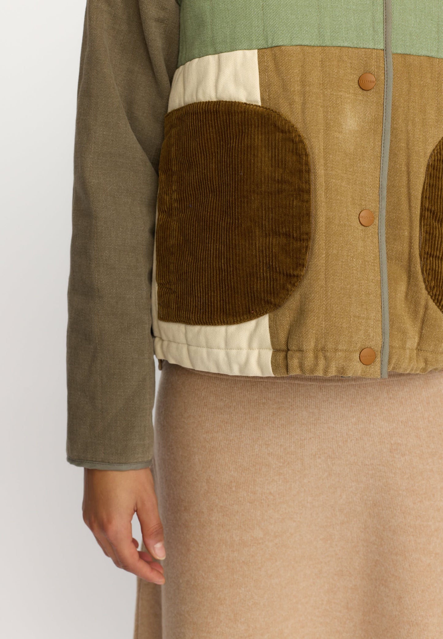 Quiltet Patchwork Jacket, Army, Selfhood