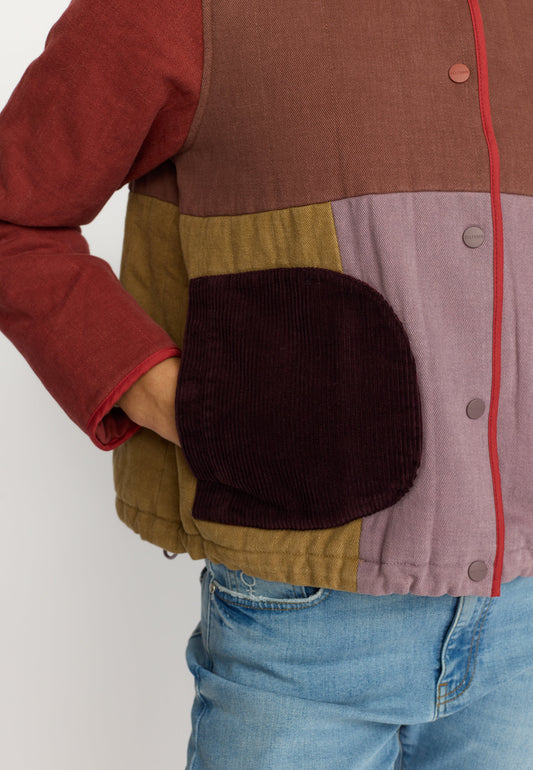 Quiltet Patchwork Jacket, Brown, Selfhood