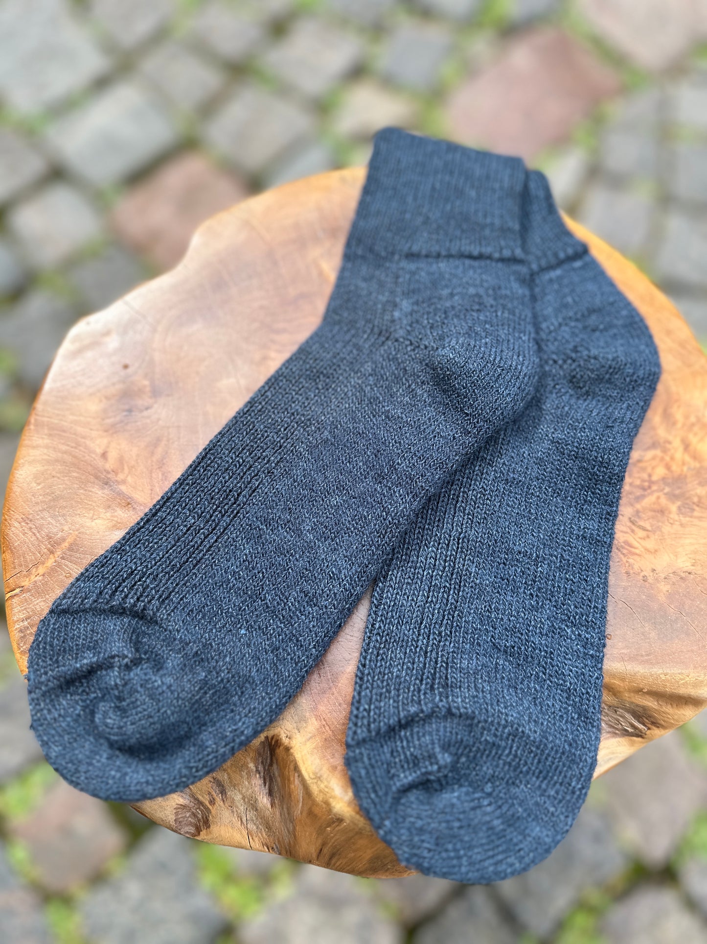 Strømpe, Uld/Silke, Midnight, Hirsch