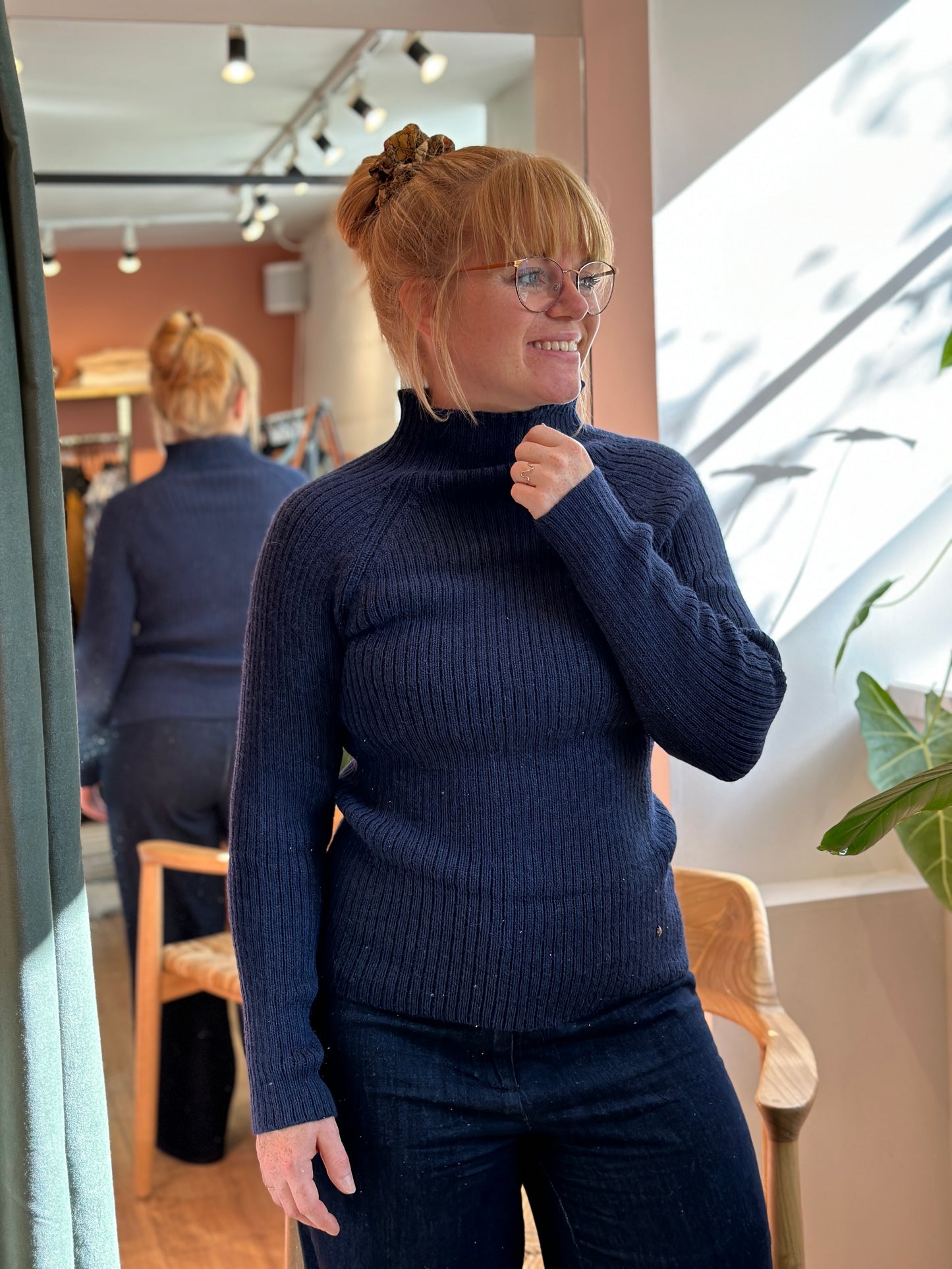 Erica Rib Sweater, Navy, Esencia