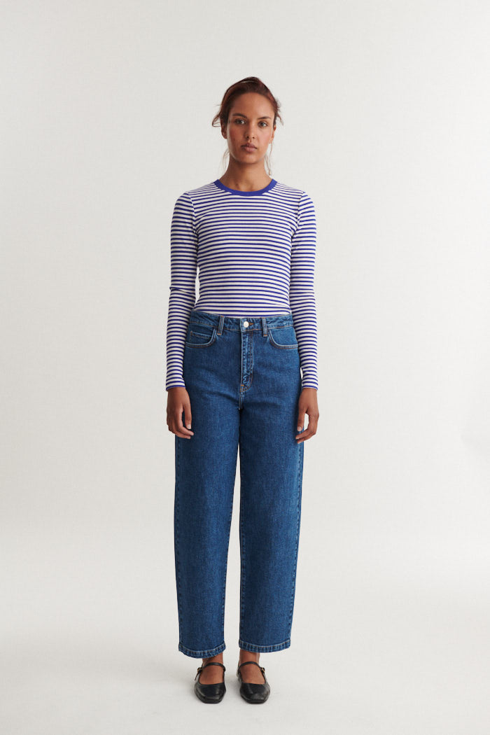Ludmilla LS Tee, Sodalite Blue/Whisper White, Basic Apparel