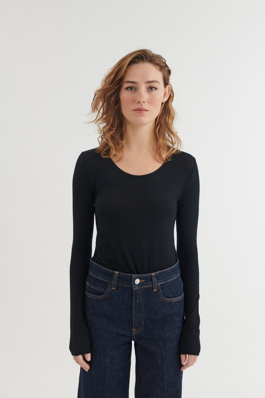 Rinja LS Tee, Black, Basic Apparel