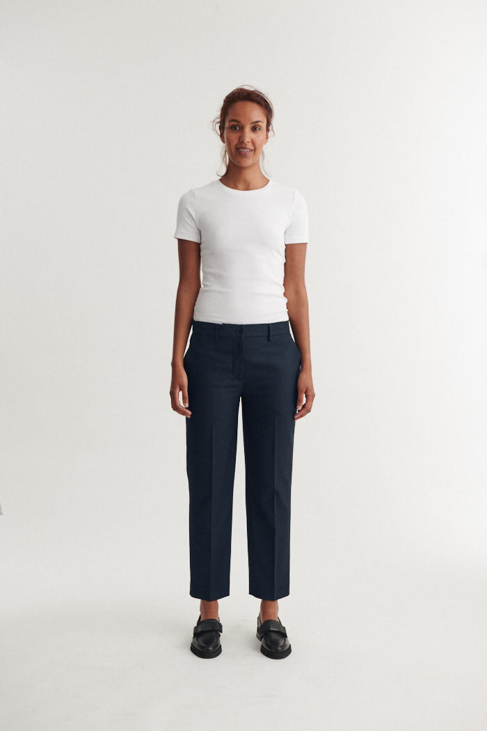 Radi Slim Pants, Navy Melange, Basic Apparel