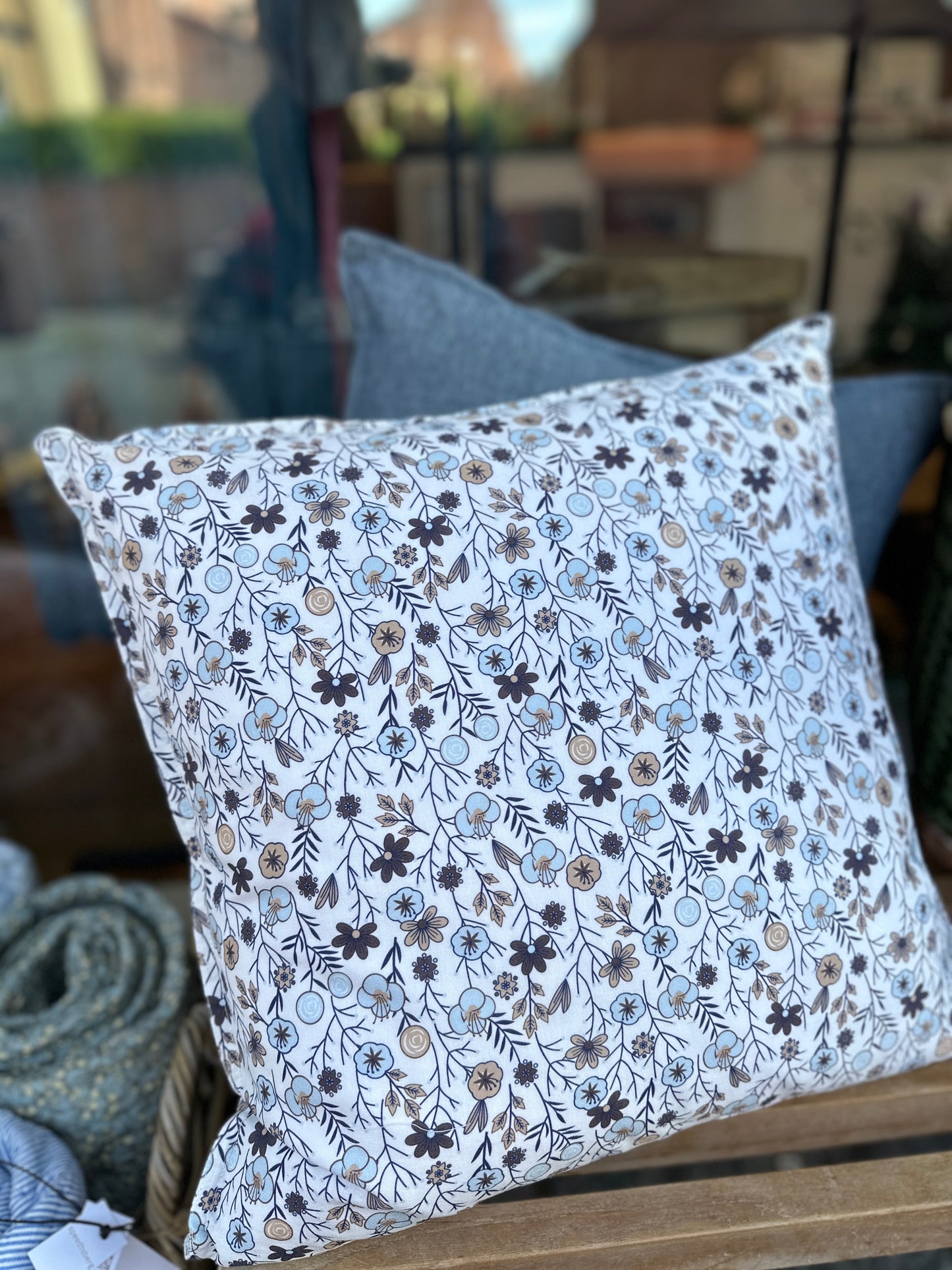 Pudebetræk (blå blomster)