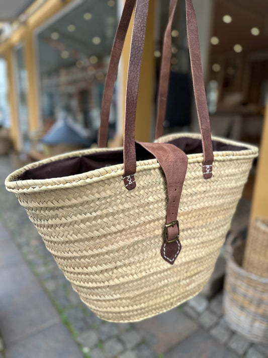 Strandtaske m/ foer og læderrem