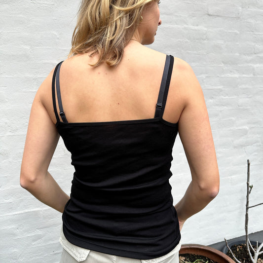 Strop top, Wool/silk, Black, Joha