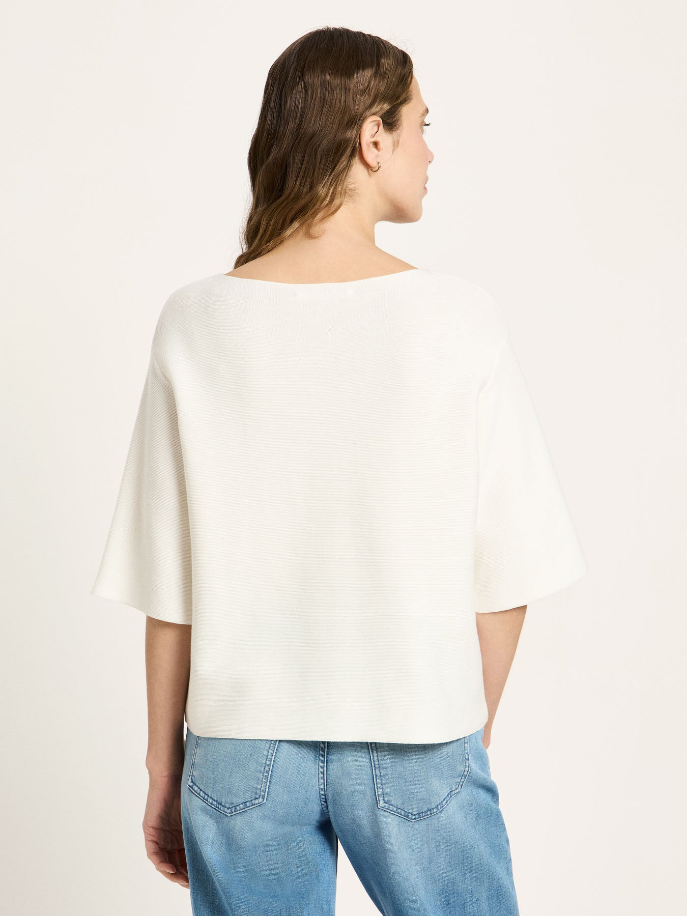 Strik med 3/4 ærme, Off White, Lanius