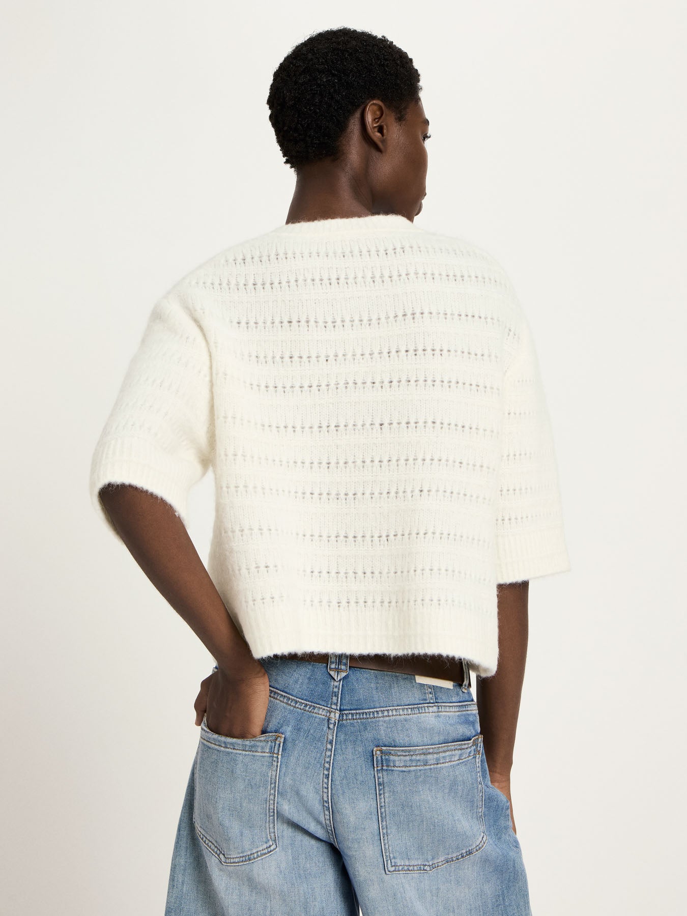 Cardigan med 3/4 ærme, Off White, Lanius