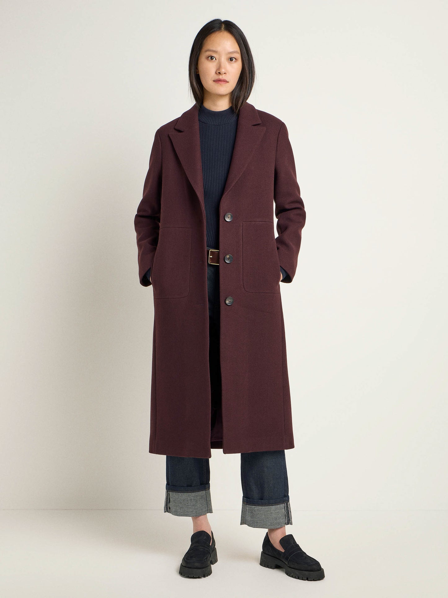 Frakke - organic wool/recycle (brown bordeaux)