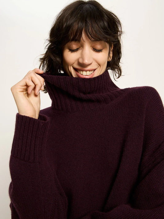 Oversized GOTS Sweater Wool, Bordeaux, Lanius