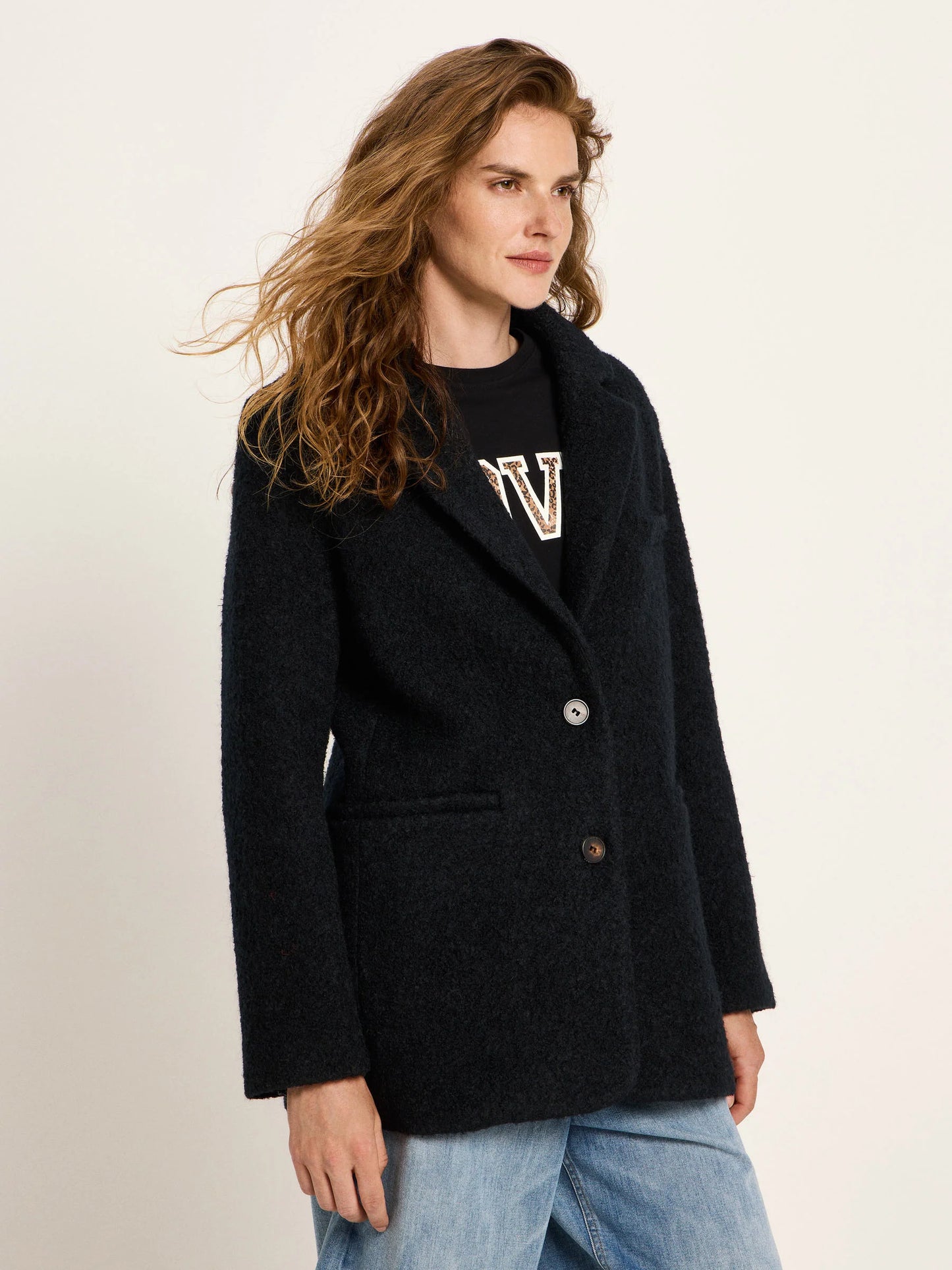 Blazerfrakke, Wool, Black, Lanius