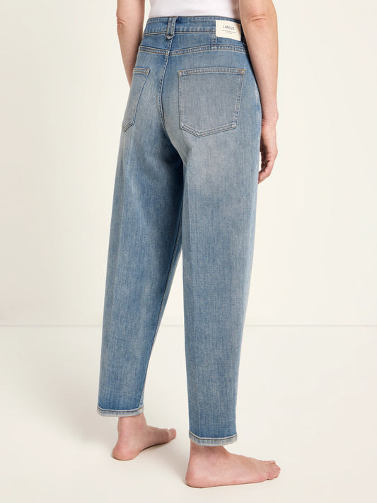 Cropped Jeans, Stonewash Blue Denim, Lanius