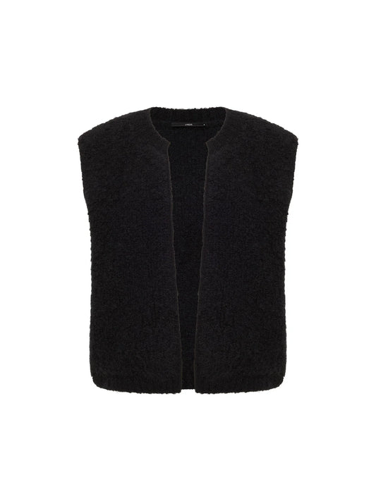 Vest Bouclé Wool, Black, Lanius