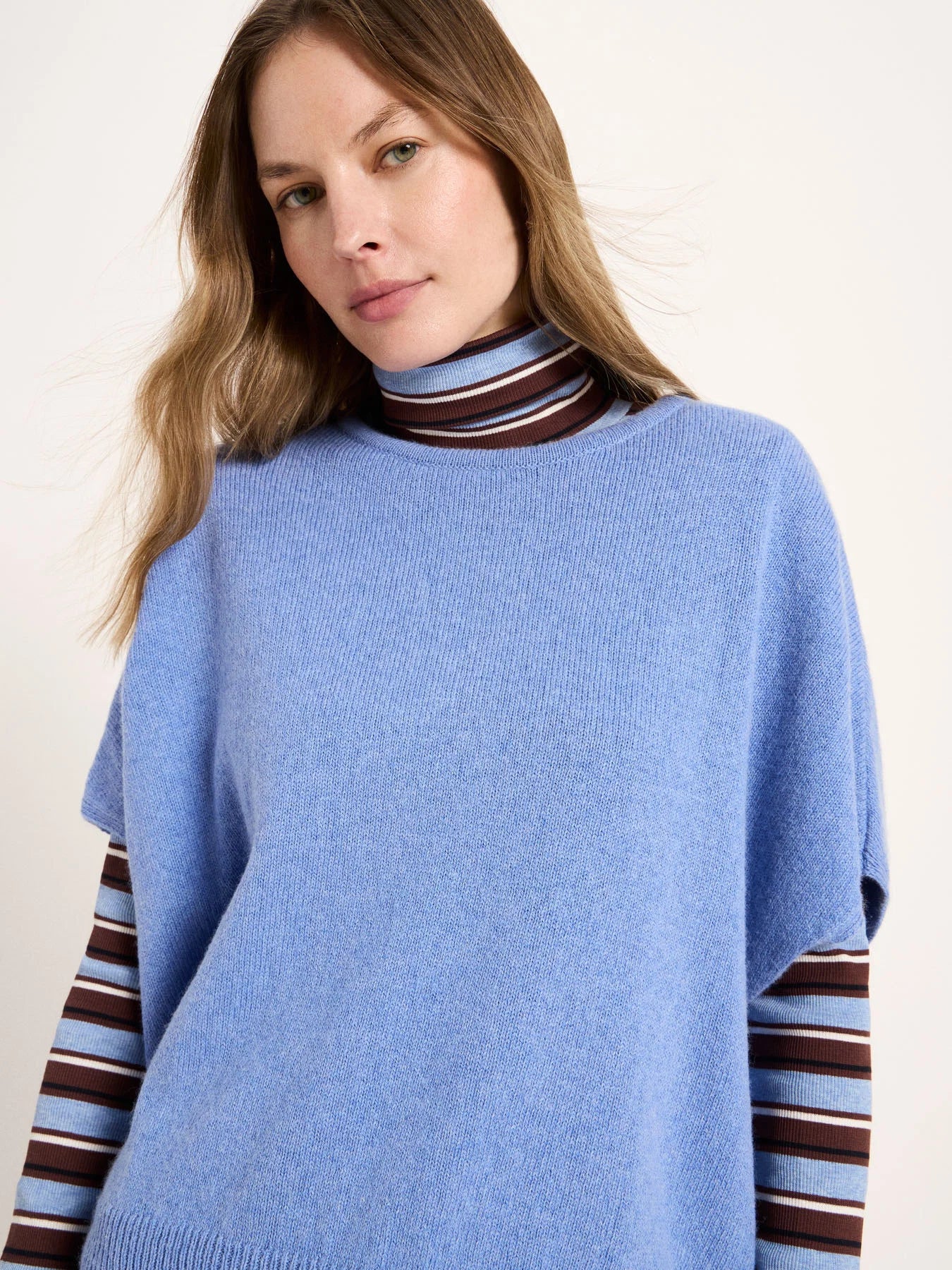 Sweater Vest Wool, Light Blue Melange, Lanius
