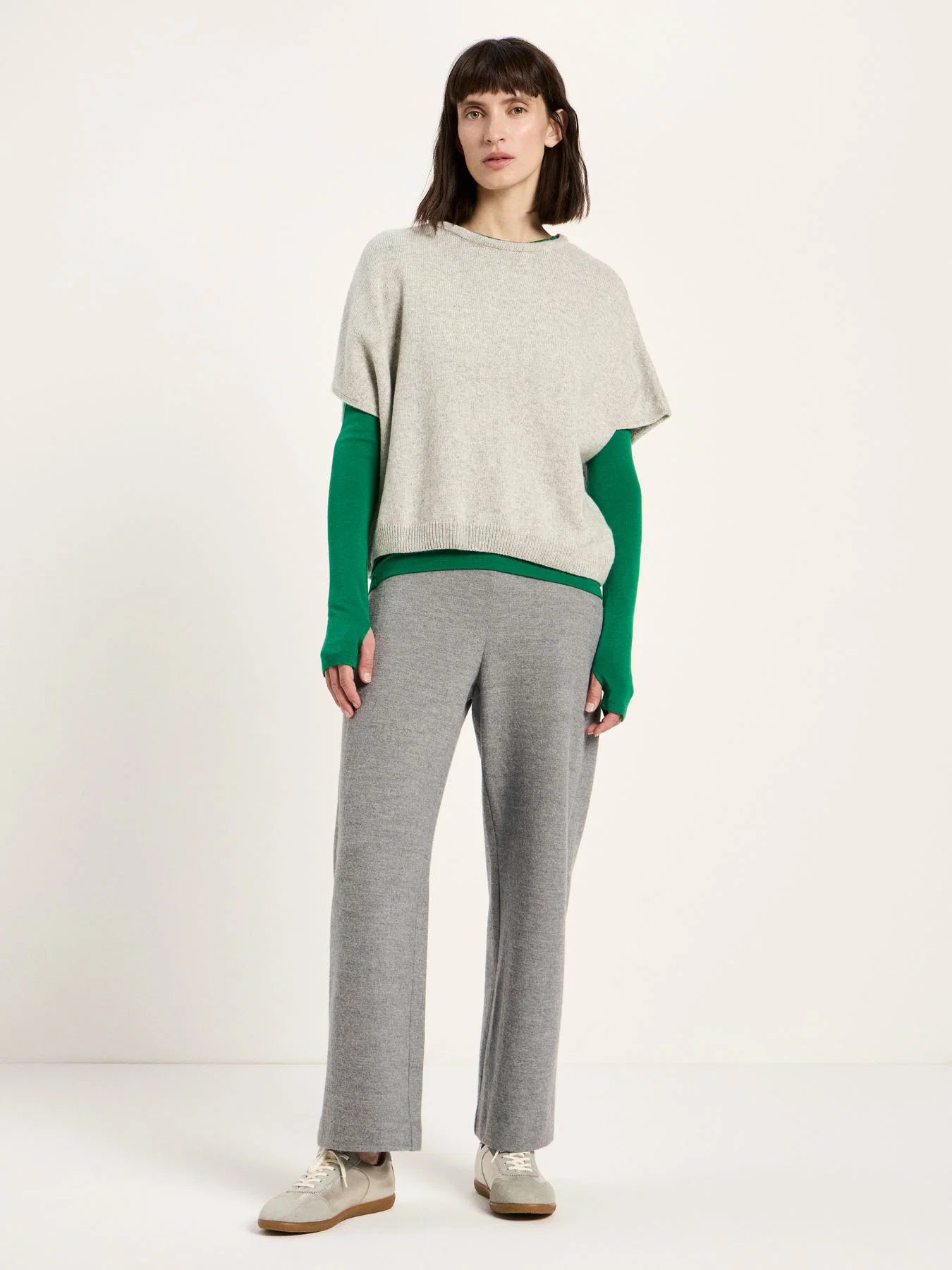 Sweater Vest Wool, Grey Melange, Lanius