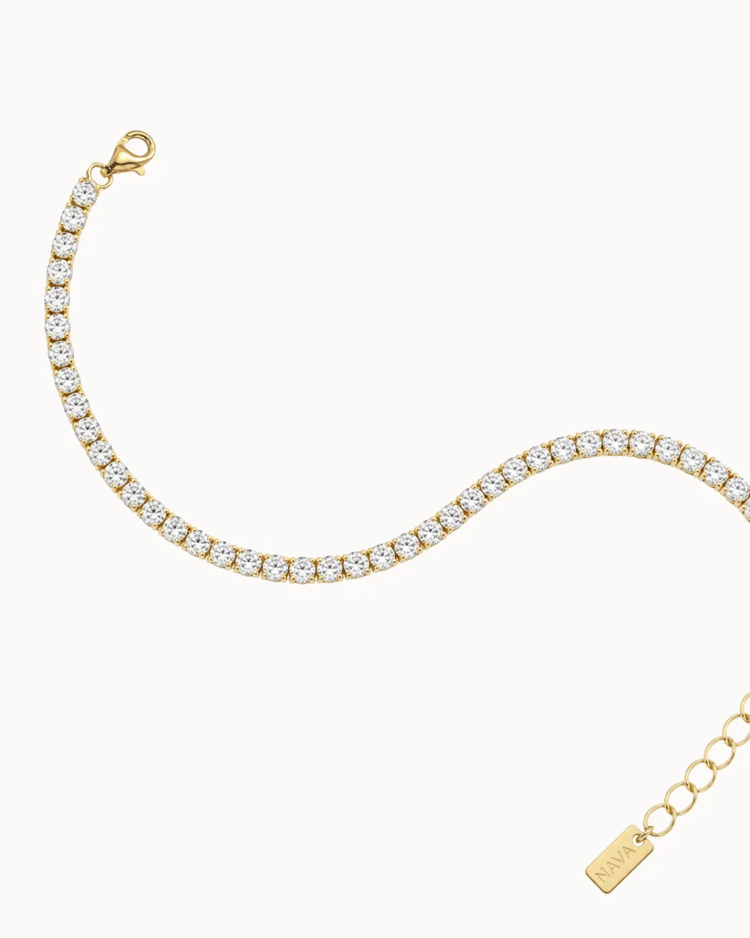 Oraya Tennis Bracelet 3mm, Vandfast, Gold Plated, Nava