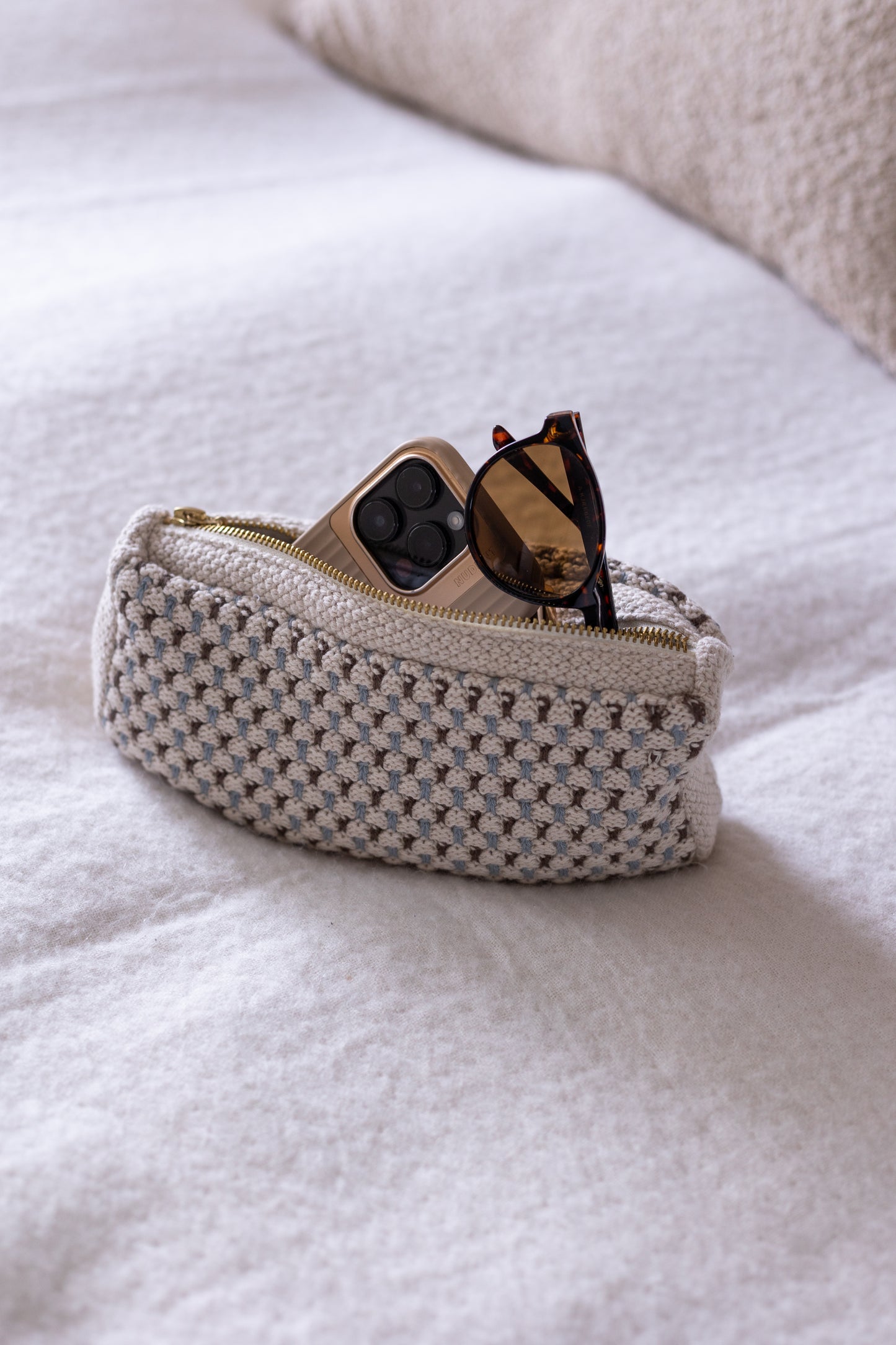 Knitted Clutch, Multi Blue, By Lohn