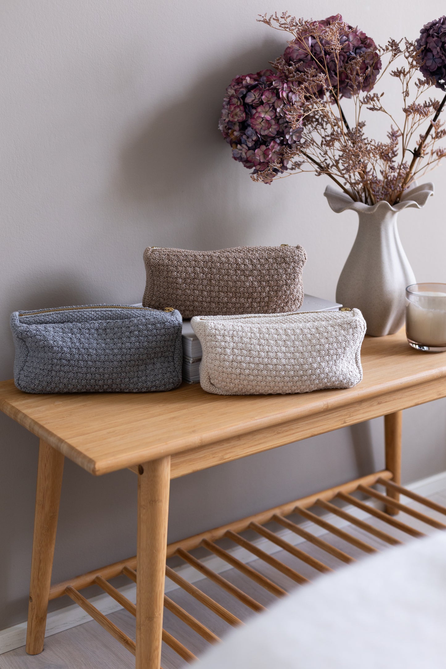 Knitted Clutch, Grey Melange, By Lohn