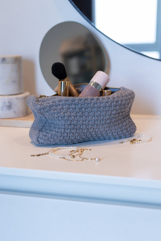 Knitted Clutch, Grey Melange, By Lohn