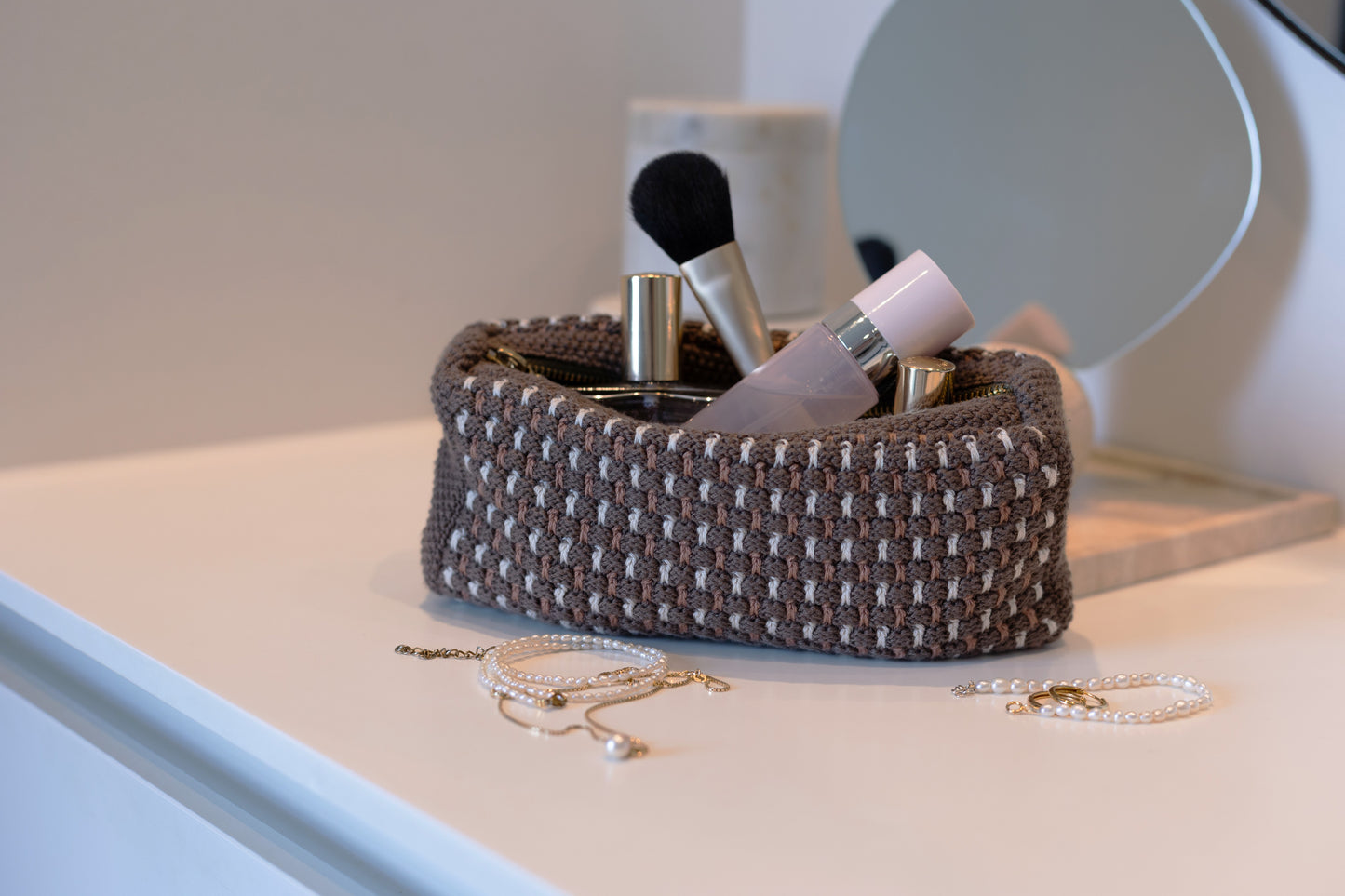 Knitted Clutch, Multi Brown, By Lohn