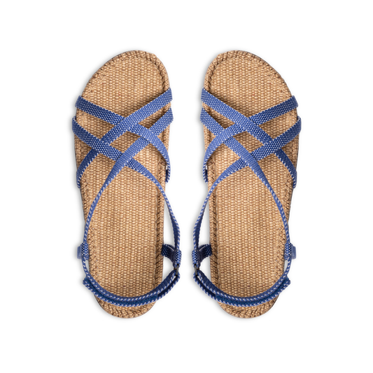 Jute sandal havblå