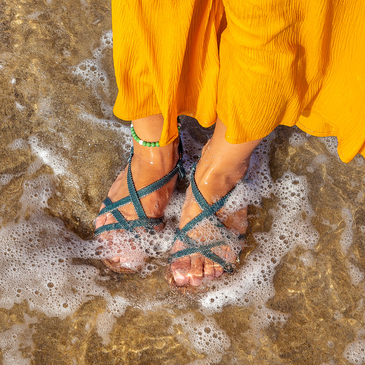 Mørke grøn jutesandal