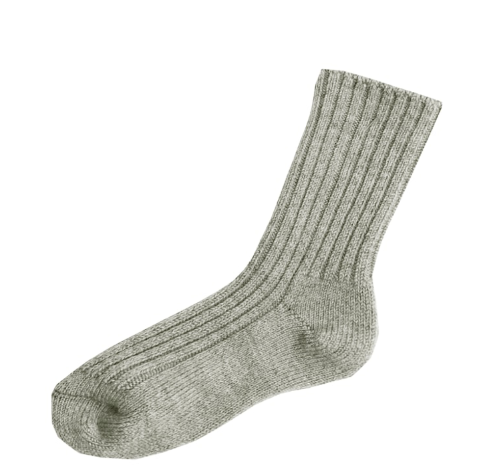 Uldstrømper i rib, Light Grey, Joha