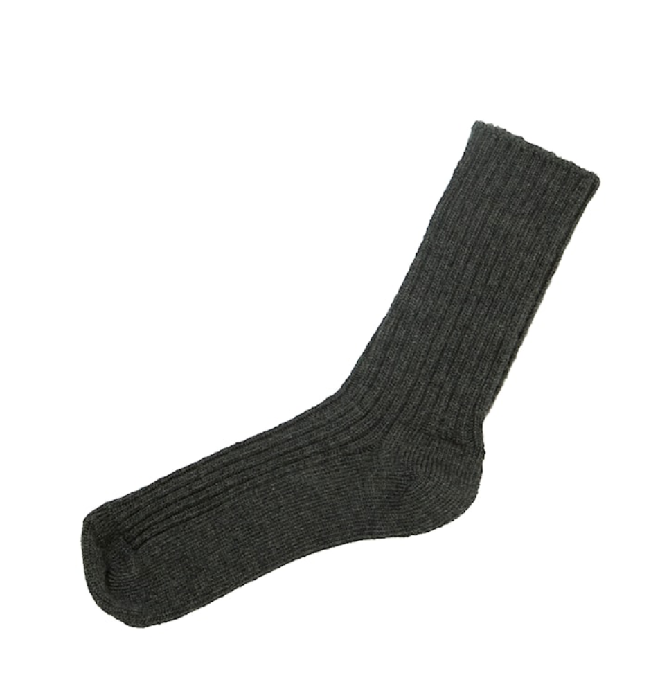 Uldstrømper i rib, Dark Grey, Joha