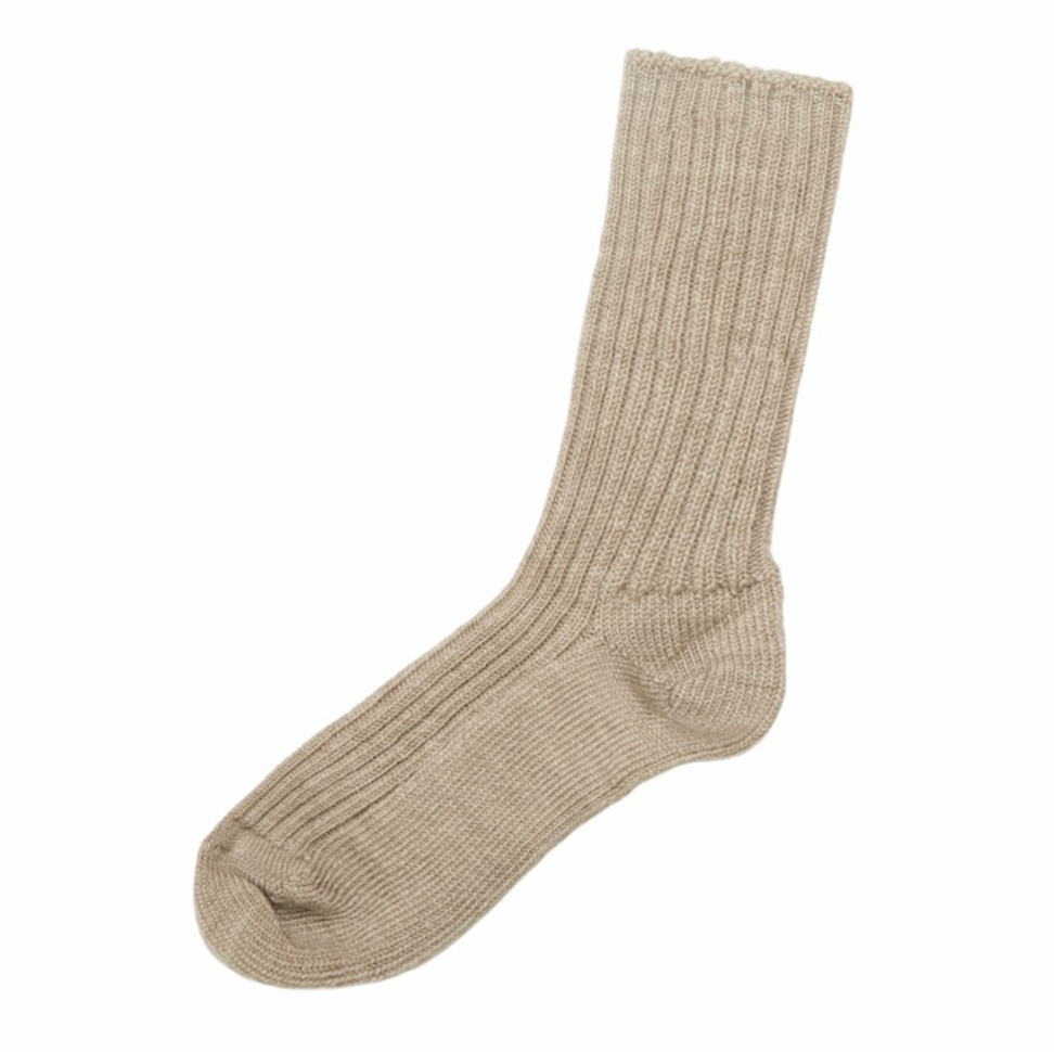 Uldstrømper i rib, Beige, Joha