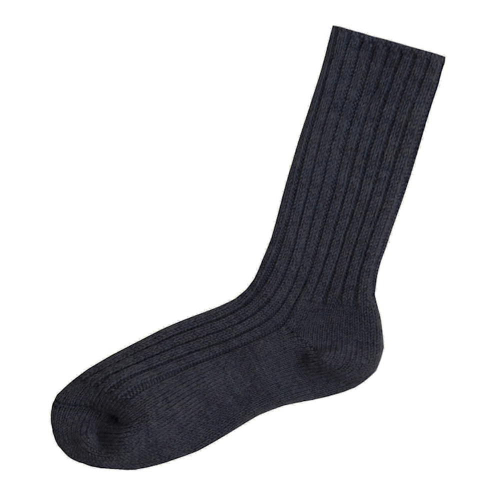 Uldstrømper i rib, Denim, Joha