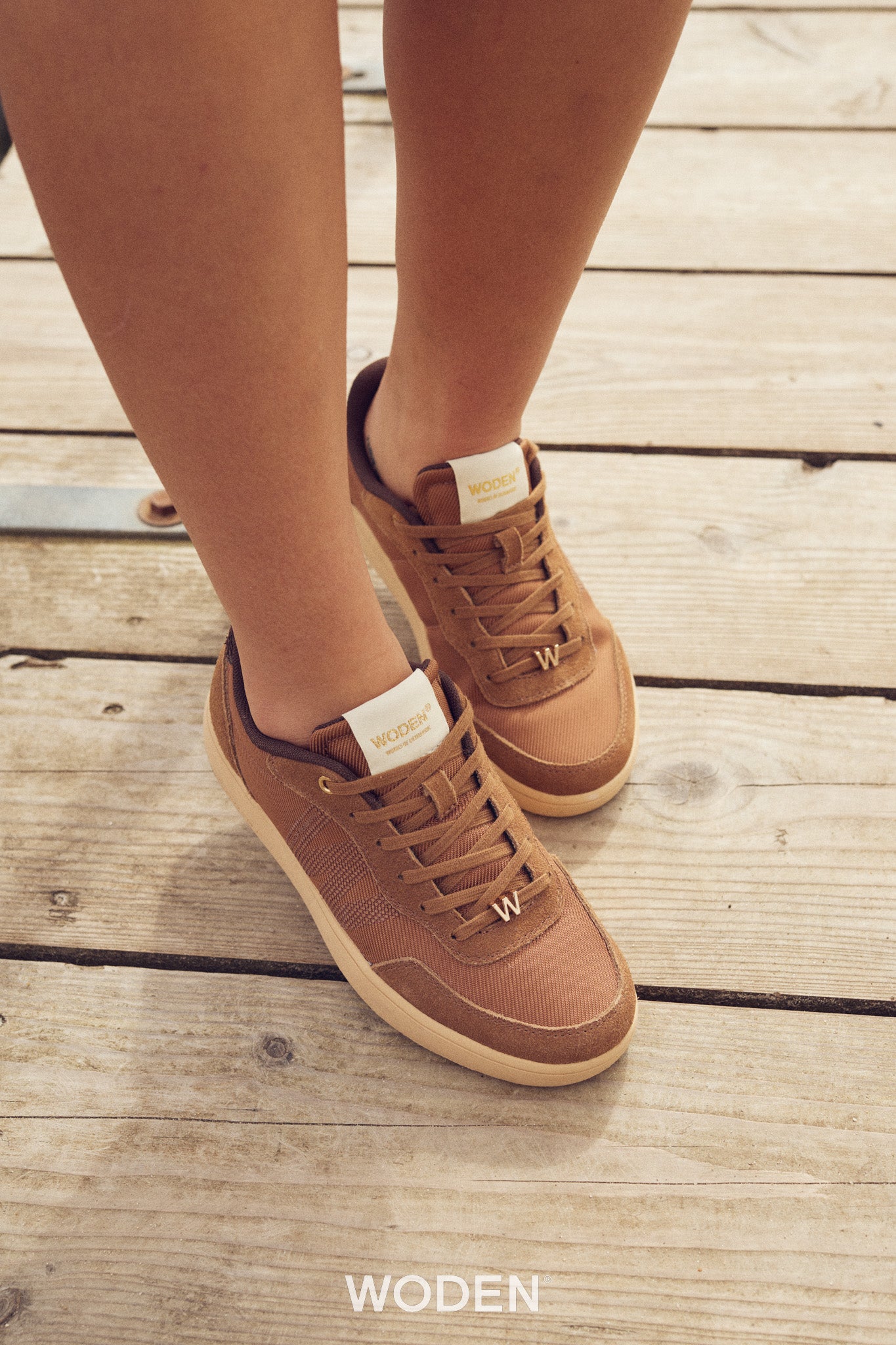 Line Sneakers, Caramel, Woden