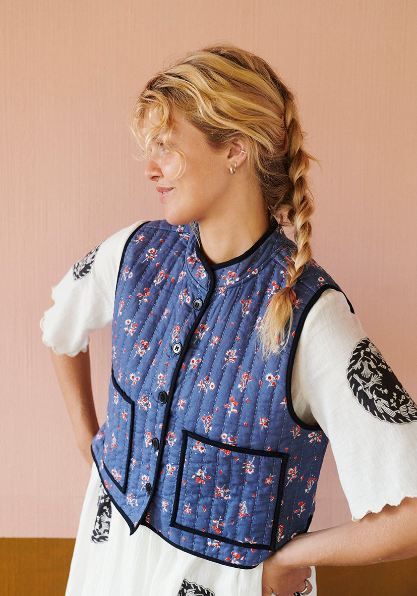 Quilted Waistcoat Rebecca, Sapphire, Habiba