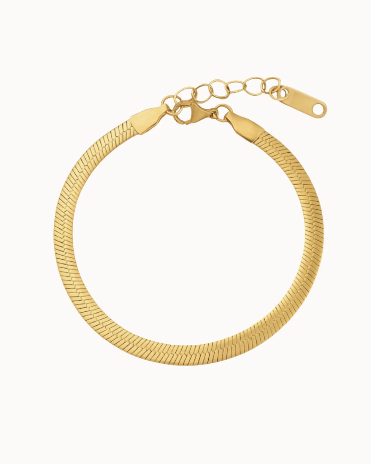 Flat Snake Bracelet, Vandfast, Gold Plated, Nava