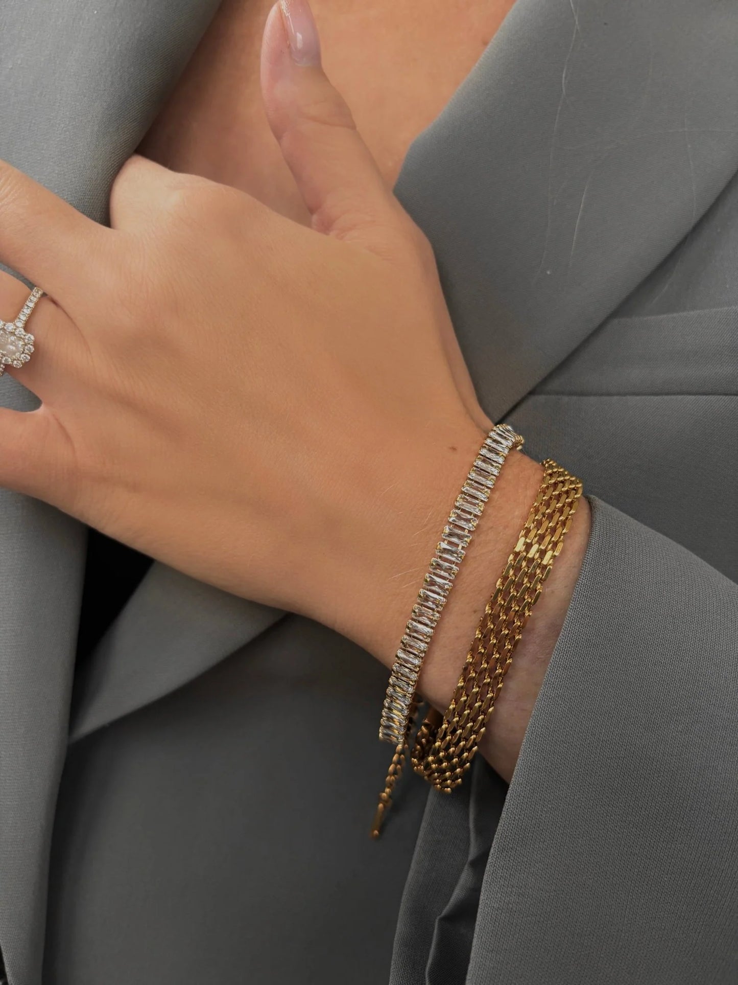 Mesh Bracelet, Vandfast, Gold Plated, Nava