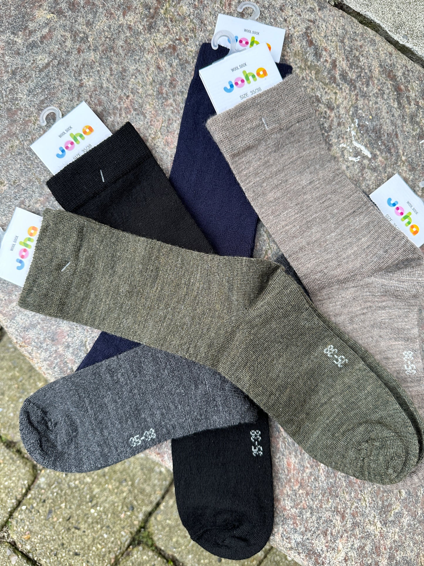 Uldstrømper, Black, Joha