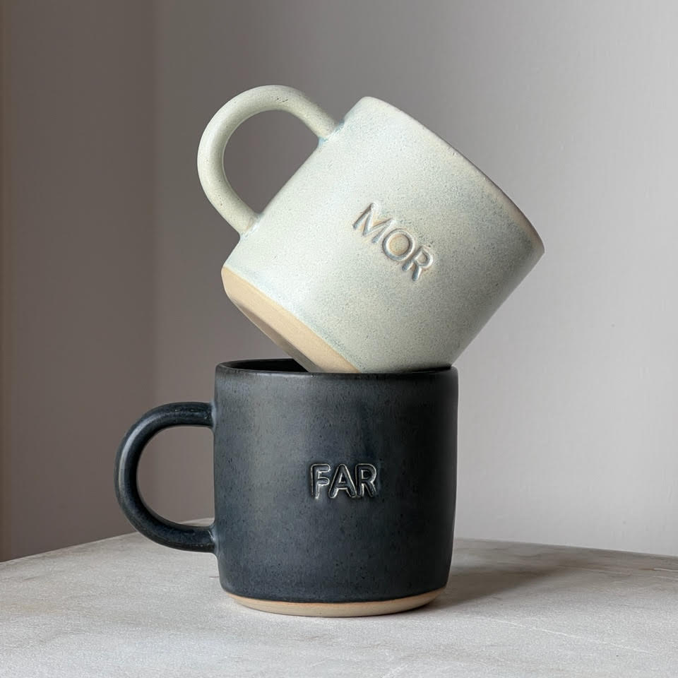 Keramik kop med mor og far tryk