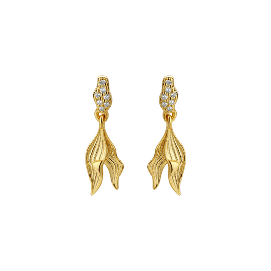 Shiro Earrings / Gold Pleated