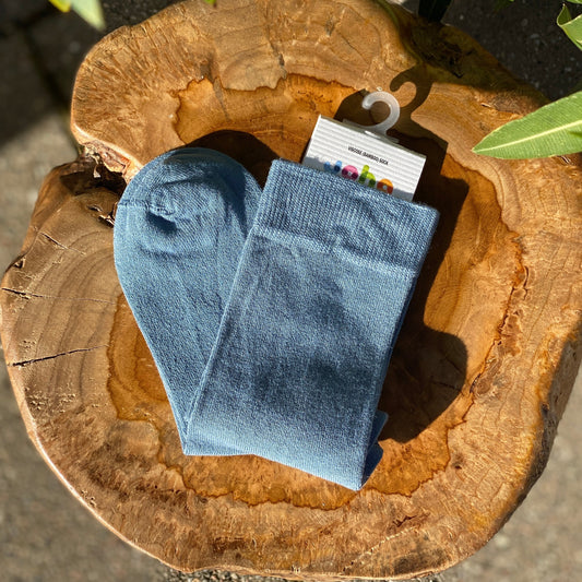 Lyseblå bambusstrømper