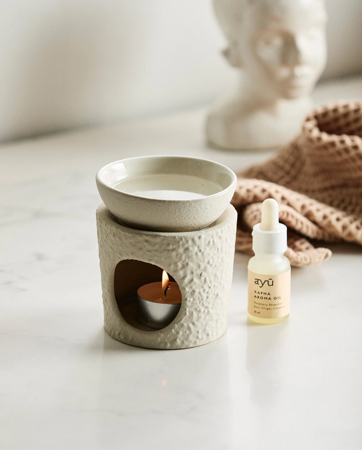 Aroma Brænder, Keramisk, Råhvid, Ayu