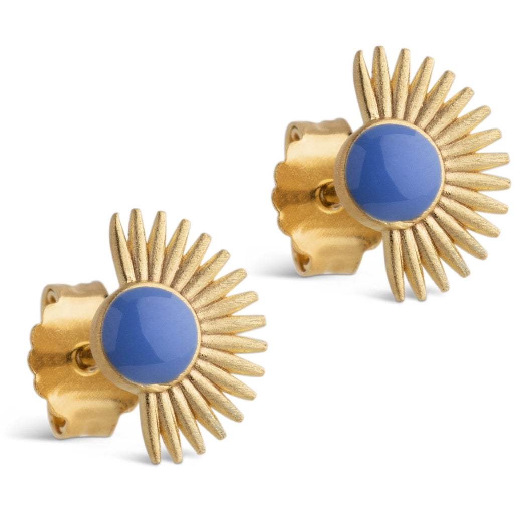 Ørestik 'Soleil', Cornflower, Gold Plated, Enamel