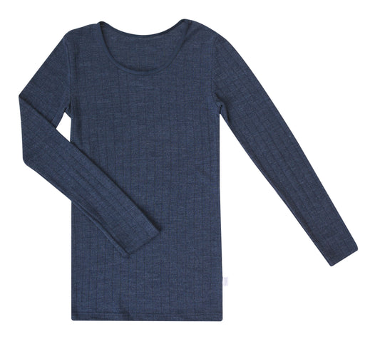 Bluse, Wool/silk, Navy, Joha
