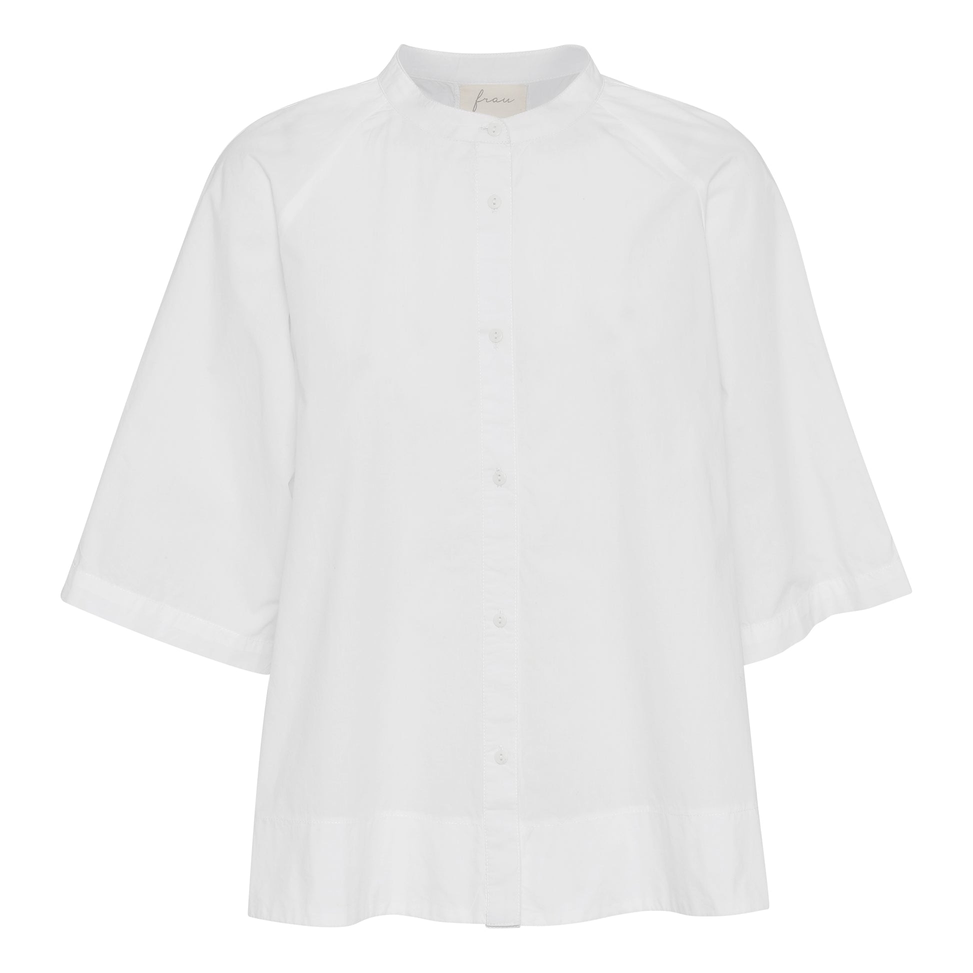 Hvid 3/4 ærmet bomuldsskjorte