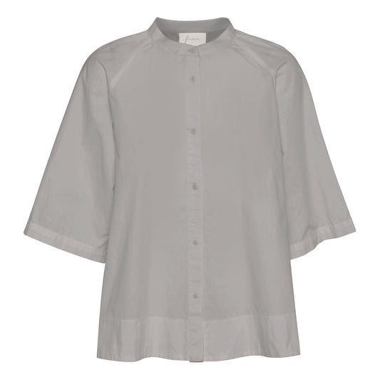 3/4 ærmet grå bomuldsskjorte