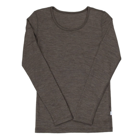 Bluse, Wool/Silk, Brun Melange, Joha