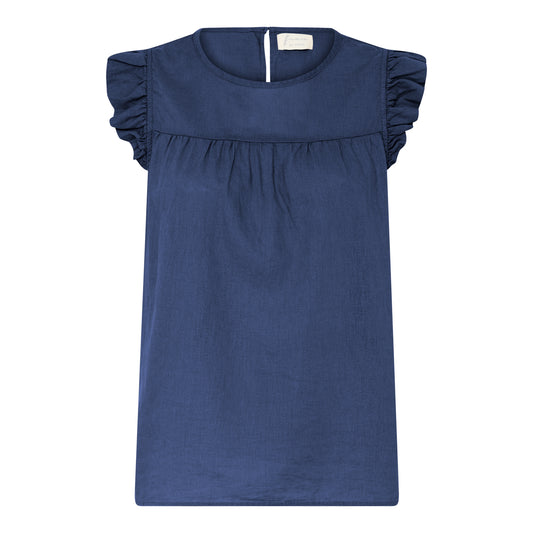 Stockholm Linen Top, Deep Cobolt, Frau